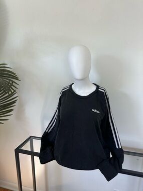 adidas Black Sweatshirt with White Stripe Accents